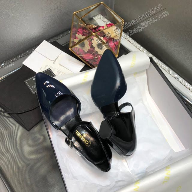 Chanel女鞋 香奈兒2020早春秀款高跟鞋 撞色漆皮尖頭淑女鞋  naq1020